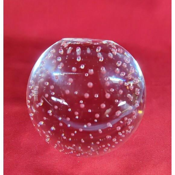 Air Bubble Murano Ball Paperweight Signed Round Clear Glass Sphere Globe Italy - Picture 10 of 10